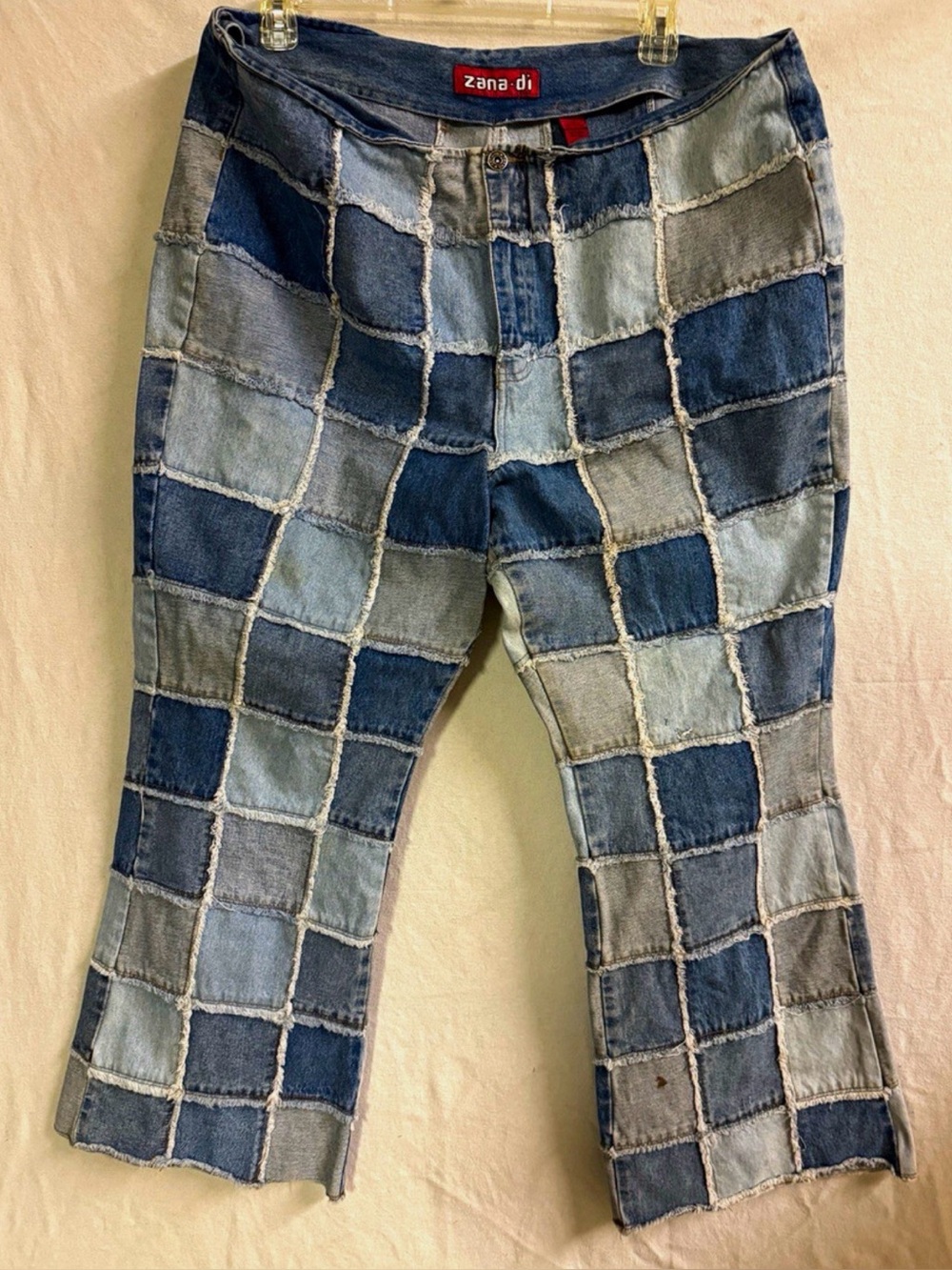 Zana Di Jeans Plus Size 24 Patchwork Denim Flare Jeans Y2K Boho Distressed